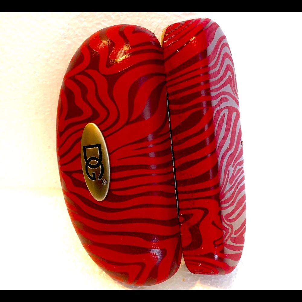 DG sunglasses case Black & Red Zebra print 6.5x3x2